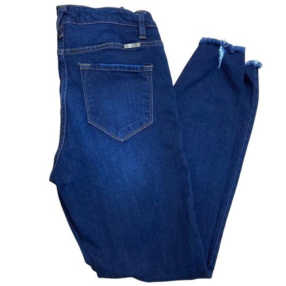 Kancan Greyson High Rise Super Skinny Jeans Womens 5/26 Blue Stretch Ankle Fray - Picture 2 of 7